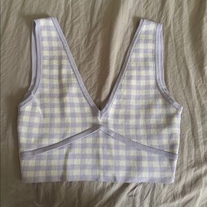 Checkered V-Neck Crop Top